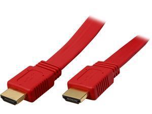 BYTECC HM-RD 6 ft. Red Hight speed HDMI Flat Cable With Ethernet Male to Male BYTECC HM-RD 6 ft. Red Hight speed HDMI Flat Cable With Ethernet Male to Male