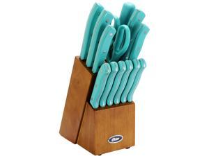 Oster 81010.14 Evansville 14 Piece Cutlery Set, Stainless Steel with Turquoise Handles