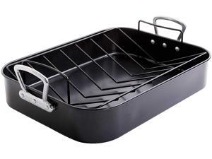 Gibson Home 89134.02 French Roaster 2-Piece Turkey Roaster and V Rack, Black