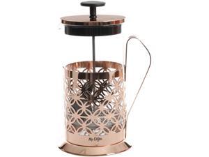 MR. COFFEE 120879.01 Rose Gold Trellise 32 Ounce Glass Coffee Press with Scoop, Rose Gold MR. COFFEE 120879.01 Rose Gold Trellise 32 Ounce Glass Coffee Press with Scoop, Rose Gold