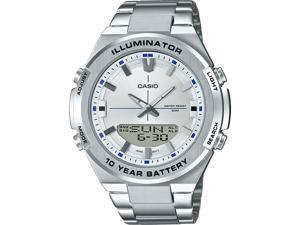 Casio AMW860D-7AV Ana Digi Stainless Steel Watch, White Dial Casio AMW860D-7AV Ana Digi Stainless Steel Watch, White Dial