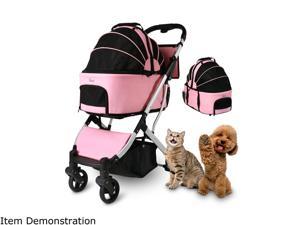 Rosewill 3-in-1 Pet Stroller for Small/Medium Cats or Dogs, Removable Carrier, Waterproof, 6 Pocket Organizer & Basket, One-Hand Fold, Great for Walking/Jogging/Travel, Pink - (RPPS-22001P)
