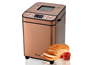Rosewill 25-in-1 Automatic Bread Maker Machine with 3 Loaf Size up to 2LB, 700W High Power Dual Heater Bread Maker with BPA-free Nonstick Coating Pan, Max 15 Hours Delay Timer, Low Noise - Cinnamon