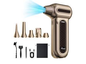 Rosewill Electric Air Duster - 130,000 RPM Super Power Cordless Compressed with Turbo Mode, 4-Gear Adjustable Mini Blower with Fast Charging, Inflation and Suction, Dust Blower for Computer, Keyboard