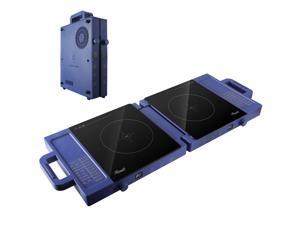 Rosewill Foldable Dual Induction Cooktop Burner, 1800W Portable Double Burner with 8 Cooking Modes & 9-Hour Timer, Auto Shutoff, Electric Stove for Home, Dorms, RVs - Blue