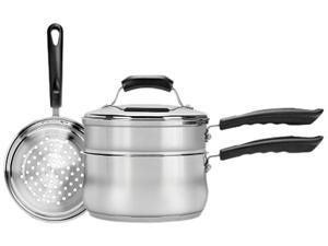 Range Kleen CW2011 4-Piece 3-Quart Sauce Pan with Lid, Steamer and Double Boiler Insert