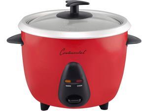 Continental Electric CE23215 Red 6-Cup (Cooked) Rice Cooker, Removable Aluminum Bowl, Red with Glass Lid Continental Electric CE23215 Red 6-Cup (Cooked) Rice Cooker, Removable Aluminum Bowl, Red with Glass Lid