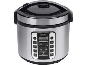 AROMA ARC1120SBL Black/Stainless Steel 20-Cup SmartCarb Rice Cooker 