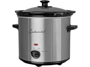 Continental Electric 2 Quart Slow Cooker, Stainless Steel CP43729 Continental Electric 2 Quart Slow Cooker, Stainless Steel CP43729