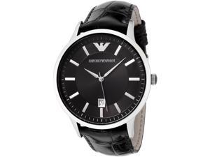Emporio Armani Men's Black Dial Black Leather Emporio Armani Men's Black Dial Black Leather