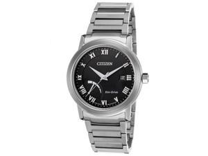Citizen Aw7020-51E Men's Power Reserve Stainless Steel Black Dial Watch