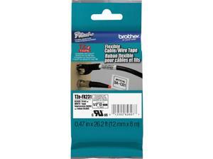 Brother TZE-FX231 Black on White Flexible ID Tape for P-touch Label Printer, 12 mm (0.47")  x 8 m (26.20 ft.) - 1 Each