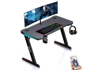 ESGAMING 1.3mm thickness Steel 47.3 Inch Gaming Desk with RGB Lights Controller with Cup Holder, Headphone Hook and Socket Rack ESGAMING 1.3mm thickness Steel 47.3 Inch Gaming Desk with RGB Lights Controller with Cup Holder, Headphone Hook and Socket Rack