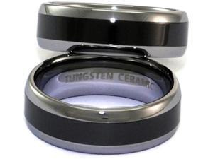 Tungsten Carbide Ring With Seamless Black Ceramic Inlay (Forever Polish)