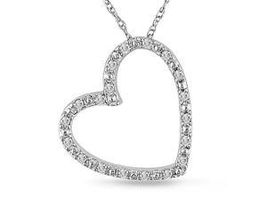 Diamond (1/10 ct.t.w.) Heart-Shape Pendant in 10k White-Gold