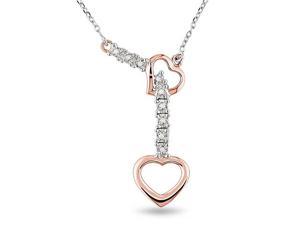 14k Two Tone Gold Diamond Heart Necklace TDW .05ct