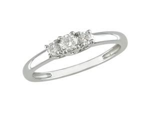 14K White Gold 1 Carat Diamond 3-Stone Engagement Ring - IGL Certified