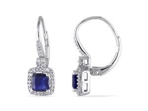 Amour 10k White Gold 1 2/5ct TGW Diffused Sapphire and 1/5ct TDW Diamond Dangle Earrings (G-H, I1-I2)