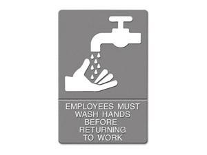 Headline Sign ADA Sign EMPLOYEES MUST WASH HANDS... Tactile Symbol/Braille 6 x 9 Headline Sign ADA Sign EMPLOYEES MUST WASH HANDS... Tactile Symbol/Braille 6 x 9