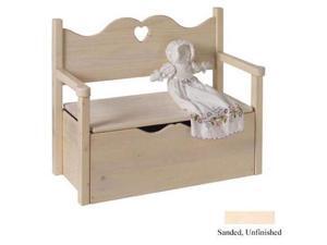Little Colorado 017UNFHT Bench Toy Box - Unfinished-Heart Little Colorado 017UNFHT Bench Toy Box - Unfinished-Heart