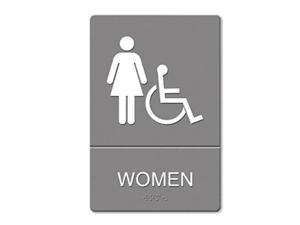 ADA Sign, Women Restroom Wheelchair Accessible Symbol, Molded Plastic, 6 x 9