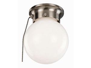 Design House 519272 1-Light Ceiling Mount Globe Light with Pull Chain, Satin Nickel Finish