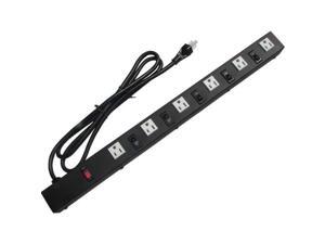 Surge Protected 24/" Metal Power Strip with 6 Outlets 20625