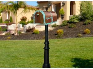 QualArc MB-3000-PAT-HP800-BL Provincial Collection Brass Mailbox in Antique Brass Patina with decorative Hanford No.8 Fluted base post in Black QualArc MB-3000-PAT-HP800-BL Provincial Collection Brass Mailbox in Antique Brass Patina with decorative Hanford No.8 Fluted base post in Black