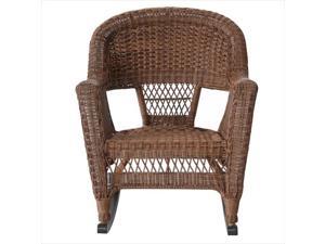 Black Jeco W00207R-D/_2-RCES029 3 Piece Rocker Wicker Chair Set with with Green Cushion