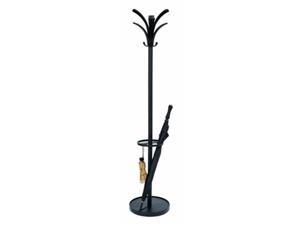 Alba PMBRION Coat Stand in Black With 8 Black Coat Pegs and a Integrated Umbrella Holder