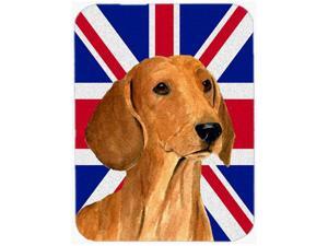 Large Carolines Treasures LH9502LCB Dachshund with English Union Jack British Flag Glass Cutting Board Multicolor