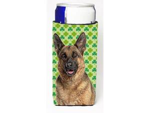 Carolines Treasures KJ1201MUK St. Patricks Day Shamrock German Shepherd Michelob Ultra bottle sleeves for slim cans