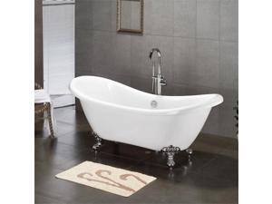 Cambridge Plumbing Inc ADES-684D-PKG-BN-7DH Acrylic Double Ended Clawfoot Bathtub 68 x 30 in. with no Faucet Drillings and Complete Brushed Nickel Plumbing Package Cambridge Plumbing Inc ADES-684D-PKG-BN-7DH Acrylic Double Ended Clawfoot Bathtub 68 x 30 in. with no Faucet Drillings and Complete Brushed Nickel Plumbing Package