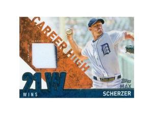 Autograph Warehouse 343305 Max Scherzer Player Worn Jersey Patch Baseball Card - Detroit Tigers, Washington Nationals 2015 Topps Career High No. CHR-MS Autograph Warehouse 343305 Max Scherzer Player Worn Jersey Patch Baseball Card - Detroit Tigers, Washington Nationals 2015 Topps Career High No. CHR-MS