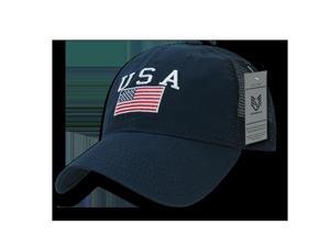 Rapid Dominance A13-USA-NVY USA Text Ripstop Trucker Cap, Navy Rapid Dominance A13-USA-NVY USA Text Ripstop Trucker Cap, Navy