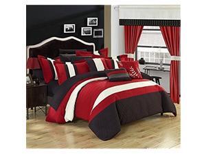 Chic Home CS0936-US 24 Piece Shilo Embroidered Design Comforter Bedding Set, Red Chic Home CS0936-US 24 Piece Shilo Embroidered Design Comforter Bedding Set, Red