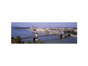 Panoramic Images PPI58897L Aerial View  Bridge  Cityscape  Danube River  Budapest  Hungary Poster Print by Panoramic Images - 36 x 12