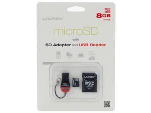 UNIREX 8GB microSDHC Flash Memory with SD Adapter & USB Reader Model MSU-085 UNIREX 8GB microSDHC Flash Memory with SD Adapter & USB Reader Model MSU-085