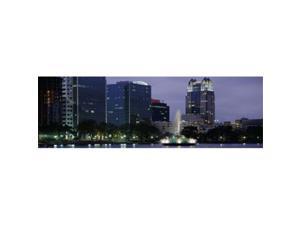 Panoramic Images PPI73026L Fountain in a lake lit up at night  Lake Eola  Summerlin Park  Orlando  Orange County  Florida  USA Poster Print by Panoramic Images - 36 x 12