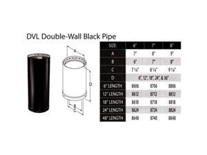 M & G Duravent 6DVL-24 6 Inch x 24 Inch Dura-Vent DVL Double-Wall Black Pipe M & G Duravent 6DVL-24 6 Inch x 24 Inch Dura-Vent DVL Double-Wall Black Pipe