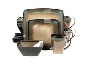 Gibson Tequesta 16pc Square Dinnerware Set- Taupe Gibson Tequesta 16pc Square Dinnerware Set- Taupe