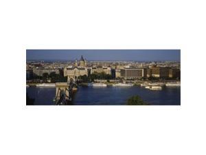 Panoramic Images PPI94862L Buildings at the waterfront  Chain Bridge  Danube River  Budapest  Hungary Poster Print by Panoramic Images - 36 x 12