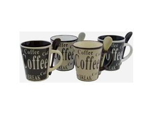 Gibson Bareggio 8pc Coffee with Spoon Set , 4 Designs (Mr. Coffee) Gibson Bareggio 8pc Coffee with Spoon Set , 4 Designs (Mr. Coffee)