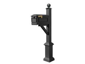 QualArc WPD-SC2-S4-LM-3P-BLK Westhaven System with Lewiston Mailbox, 3 Cast Plates Square Collar & Large Ball Finial - Black QualArc WPD-SC2-S4-LM-3P-BLK Westhaven System with Lewiston Mailbox, 3 Cast Plates Square Collar & Large Ball Finial - Black