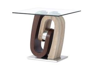 Global Furniture T4126 Glass End Table w/Oak & Walnut Base Global Furniture T4126 Glass End Table w/Oak & Walnut Base