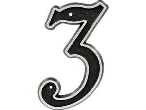 Hillman Group 845895 6 in. Gray & Black Reflective Plastic House Number - 3 Hillman Group 845895 6 in. Gray & Black Reflective Plastic House Number - 3
