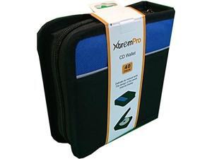 XtremPro CD DVD VCD Blue-ray Nylon Zipper Wallet Case 40 Capacity- Black, Blue (11093)
