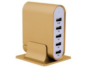 Trexonic TRX-USB5700GLD 7.1A 5-Port Universal USB Compact Charging Station - Gold Trexonic TRX-USB5700GLD 7.1A 5-Port Universal USB Compact Charging Station - Gold