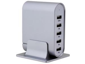 Trexonic TRX-USB5700SLVR 7.1A 5-Port Universal USB Compact Charging Station - Silver Trexonic TRX-USB5700SLVR 7.1A 5-Port Universal USB Compact Charging Station - Silver