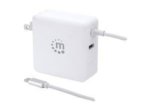 Manhattan 180245 60W Power Wall Charger with Built-in USB-C Cable - White Manhattan 180245 60W Power Wall Charger with Built-in USB-C Cable - White
